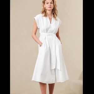 Banana Republic Tie-Waist Midi Shirtdress - White NWT